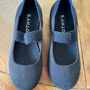 Rothy's Girls Mary Jane- size 12 Black Dress Shoes with Blue Trim
